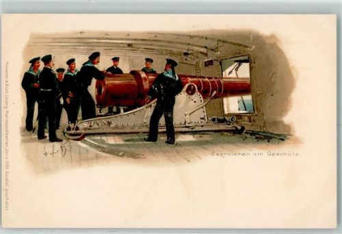 Exercieren am Geschütz Meissner u. Buch Serie 1000 Schiff Kreuzer WK I Bohrdt, H.