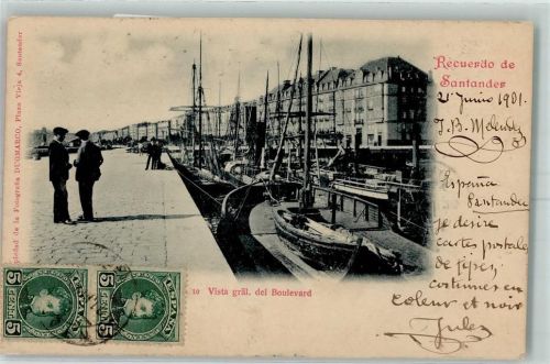 Santander 1901 - Vista gräl. del Boulevard Hafen AK