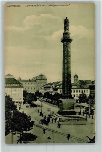 W6100 Darmstadt Louisenplatz Ludwigsmonument Denkmal AK Kunstgeschichte Darmstadt 1908