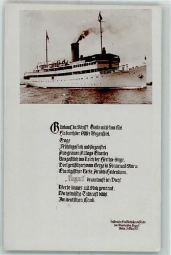 Seebäderdienst Salondampfer Rugard und Bordstempel 1930