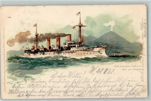 Kreuzer Gefion Bai von Neapel Meissner u. Buch Serie 1000 AK Bohrdt, H. 1902 Lithographie / Künstlerkarte