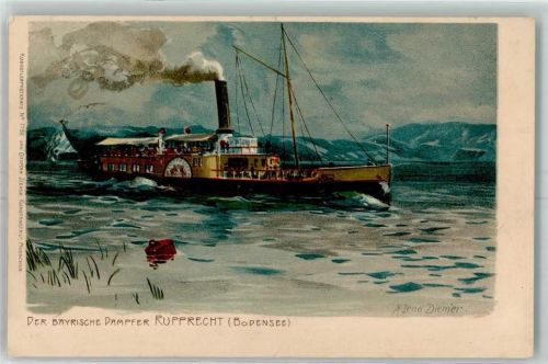 W8990 Lindau Bodensee Künstlerpostkarte Nr. 1756 sign. Diemer, Zeno Bodenseeschiff Dampfer Rupprecht Zieher Ottmar 1900 Lithographie / Künstlerkarte