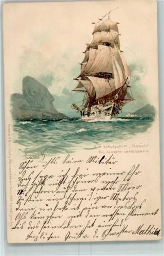 Meissner u. Buch Serie 1000 Schulschiff Stosch AK Bohrdt, H. 1898 Lithographie