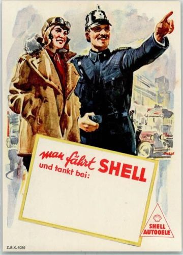 Shell Polizei AK Werbung Auto Künstlerkarte
