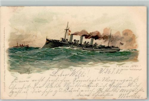 S.M. Aviso Greif unter Volldampf Meissner u. Buch Serie 1000 AK Bohrdt, H. 1902 Lithographie / Künstlerkarte