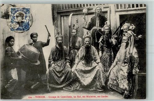 Tonkin Tongking Groupe de Comediens, un Roi, ses Ministres, ses Gardes Asiat.Volkstyp