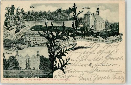 22926 W2070 Ahrensburg - Sängerfest 1901 Kirche Echo Schloss Festhalle