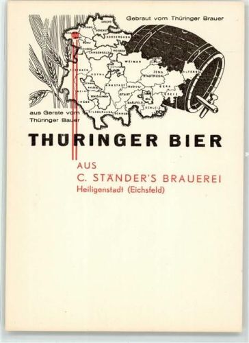 Heilbad Heiligenstadt Thüringer Bier C.Ständer Brauerei Gerste Landkarte