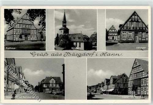Burgdorf Rathaus Kirche Altstadt Marktstraße mit Gasthaus Ratskeller VW Käfer