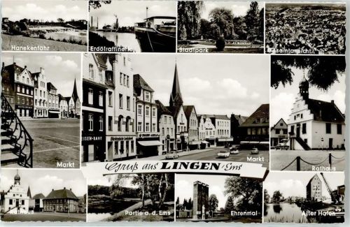 Lingen Hanekenfähr Erölraffinerie Stadtpark Markt Rathaus Ems Ehrenmal Haen