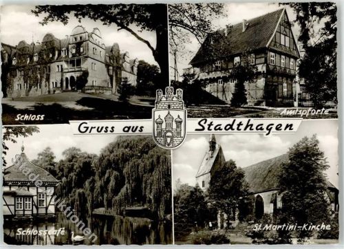 31655 W3060 Stadthagen - Schloss Amtspforte Gasthaus Schlosscafe St. Martin Kirche Schwan