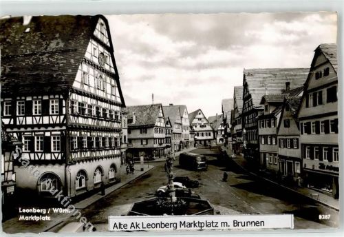 Leonberg Marktplatz m. Brunnen Omnibus VW Käfer