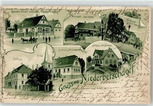 Betschdorf 1901 Kirche Rathaus Gasthaus