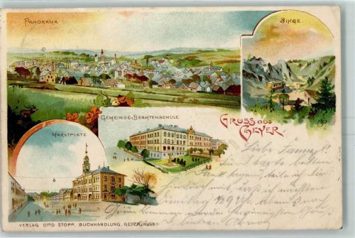 Geyer 1904 Marktplatz Binge signiert Beamtenschule