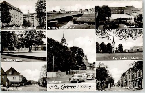 Greven St. Maria Josef Hospital Martini Schule Emsbrücke Gymnasium Ev. Kirche Marktstraße Münsterstraße