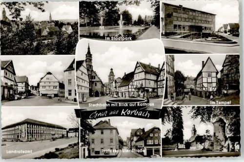 34497 W3540 Korbach - Stadtpark Stechbahn Rathaus Tempel Landratsamt Professor Bier Straße