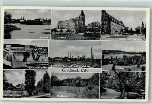 Gladbeck Nordpark Rathaus Postamt Stadion Steinkohlenbergwerk Möller Schacht Schwimmbad Stadtwald Haus Wittringen