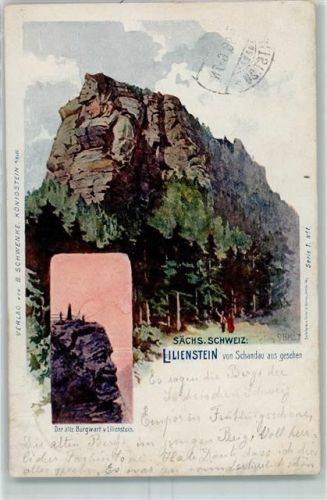 O8320 Bad Schandau Lilienstein Verlag Schwenke Serie 1 Nr. 1 AK Berggesicht 1898 Künstlerkarte