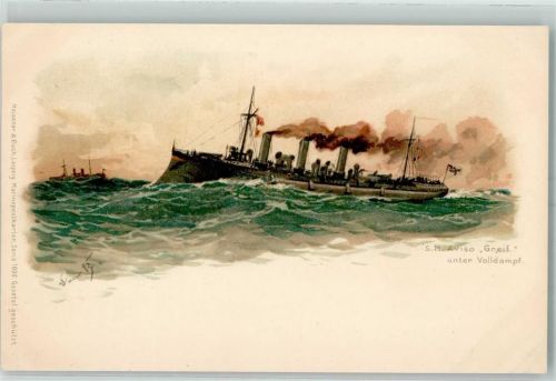 1900 S.M. Aviso Greif Meissner u. Buch Serie Marine AK