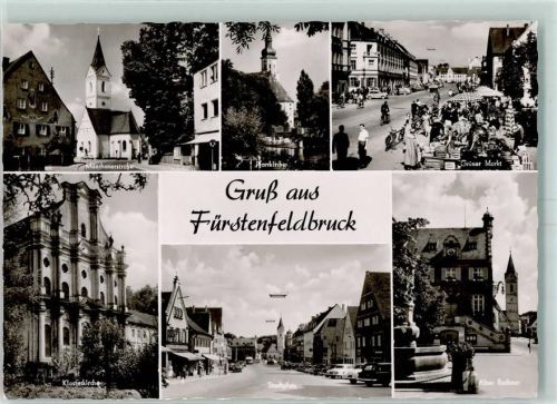 Fürstenfeldbruck Münchenerstrasse Kirche Grüner Markt Marktszene Klosterkirche Stadtplatz altes Rathaus Brunnen