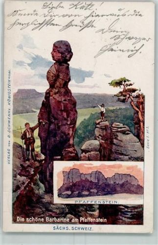 O8305 Königstein , Sächs Schweiz Verlag Schwenke Serie 1Nr. 5 AK Berggesicht 1898 Künstlerkarte