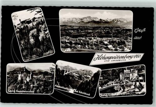 82383 W8126 Hohenpeißenberg - Schloss Neuschwanstein Ammerhochbrücke bei Echelsbach Schloss Lindenhof