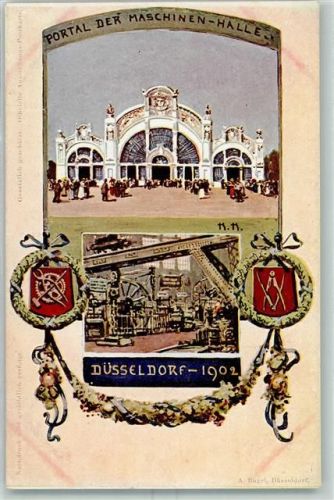 Düsseldorf 1902 Maschinenhalle sign. H.H. AK