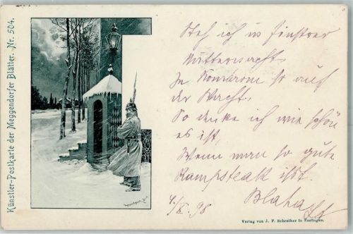 Nr. 504 Wachtposten AK Meggendorfer Blätter 1898 Künstlerkarte