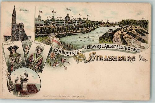 Strasbourg 1898 Kunstanstalt Rosenblatt Störche Tracht AK