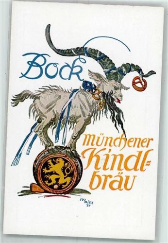 München ünchener Kindl Bräu Bock sign. Ivi Diez AK