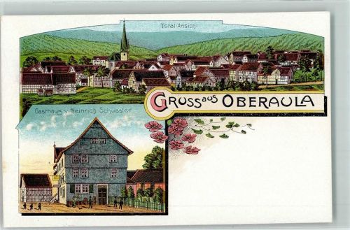 36280 W6435 Oberaula Lithographie Gasthaus Heinrich Schüssler