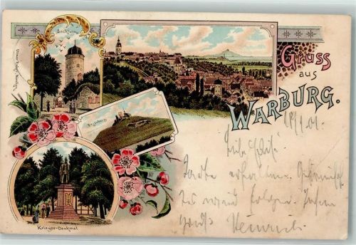 Warburg 1901 Sackturm Degenburg Kriegerdenkmal