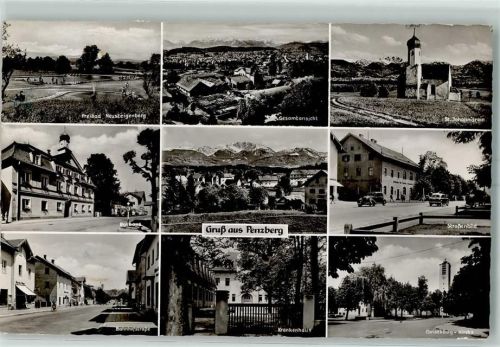 Penzberg Freibad Neusteigenberg St. Johannisrain Rathaus Bahnhofstraße Christkönig Kirche Krankenhaus Oldtimer