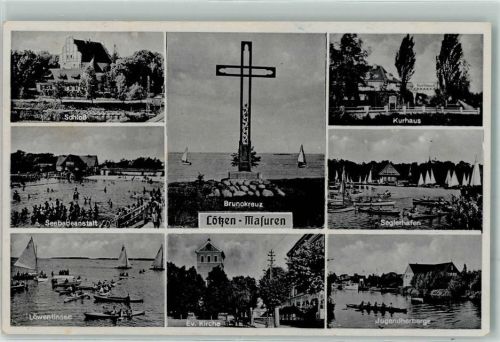 Lötzen Schloss Seebadanstalt Löwentinsee Ev. Kirche Jugendherberge Brunokreuz Segelhafen Kurhaus