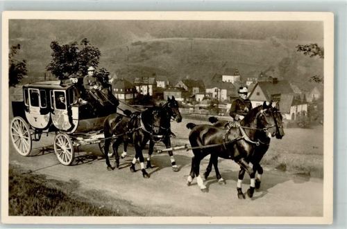 08301 O9408 Oberschlema Privatfoto AK Postkutsche Erste Pferdepost Deutschlands im Erzgebirge
