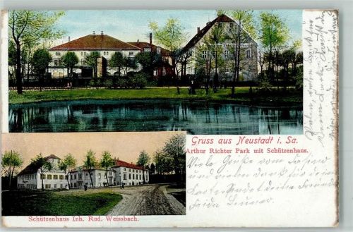 Neustadt 1911 Arthur Richter Park Schützenhaus Gasthaus See