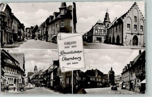 Obernburg Römerstraße Rathaus Stadtpfarrkirche Oberes Tor Auto Fahrrad Haltestelle Geschäfte