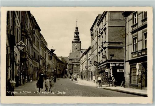 Striegau Strzegom - Schweidnitzer Straße Fahrrad WK II Fahne