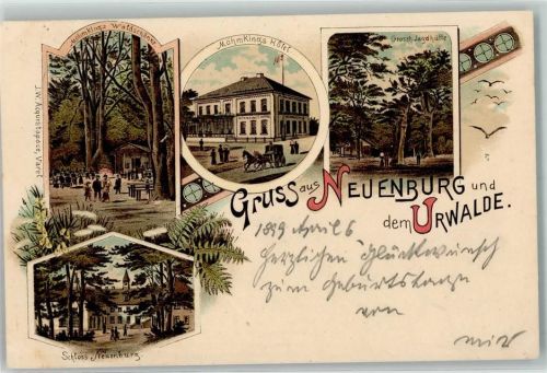 Neuenburg 1899 Möhmkings Hotel Waldschänke Grossh. Jagdhütte Schloss