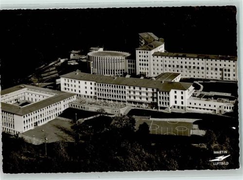 Gemünden Fliegeraufnahme Provinzhaus Kreuzschwestern Schülerinnenheim Schule Sportplatz