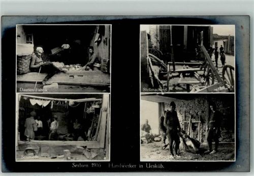 Skopje Uskub - Daunen-Fabrik Schmiede Stellmacherei Beschlagsschmiede Handwerker 1916