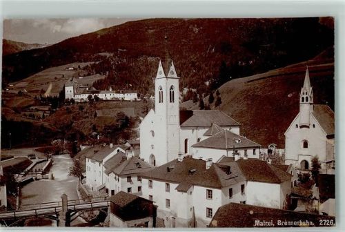 Matrei 1907 Brennerbahn Kirche Uhr Brücke