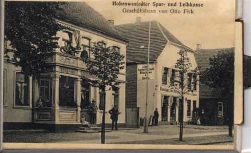 24594 W2354 Hohenwestedt - Hohenwestedt (2354) Mechanik-Holz-Karte, Geschäftshaus Otto Fick I-II (fleckig VS/RS, Abschürfungen RS)