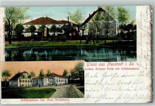 Neustadt 1908 Arthur Richter Park Schützenhaus Gasthaus See