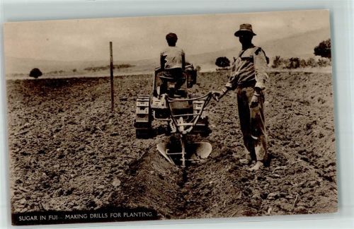 Sugar in Fidschi Ozeanien - Making Drills for Planting - Traktor Pflug Landwirtschaft