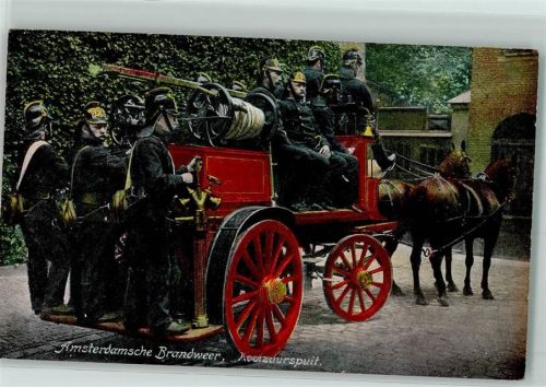 Amsterdam Brandweer Pferd und Wagen AK Feuerwehr