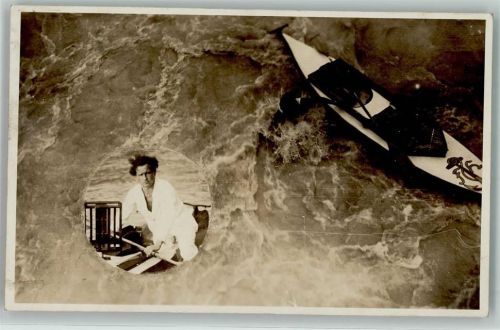 Fritz Höfler Aufnahme bei Hochwasser Kajak Autogramm Wassersport Foto AK