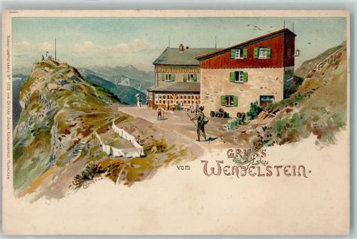 Wendelstein Gruss aus Berghütte Wendelstein Zieher, Ottmar Künstlerkarte Nr. 1205 AK Compton, T. 1900 Lithographie / Künstlerkarte