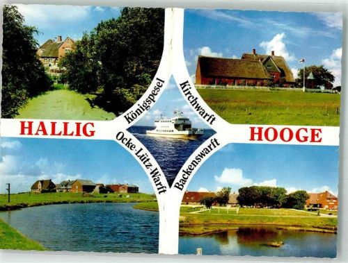 25859 W2251 Hooge , Hallig - Fähre Königspesel Kirchwarft Ocke Lütz Warft Backenswarft