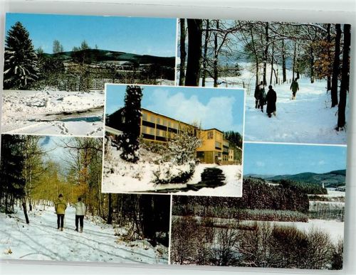 57399 W5942 Kirchhundem Foto AK Pension Josef Gockeln-Haus Winter